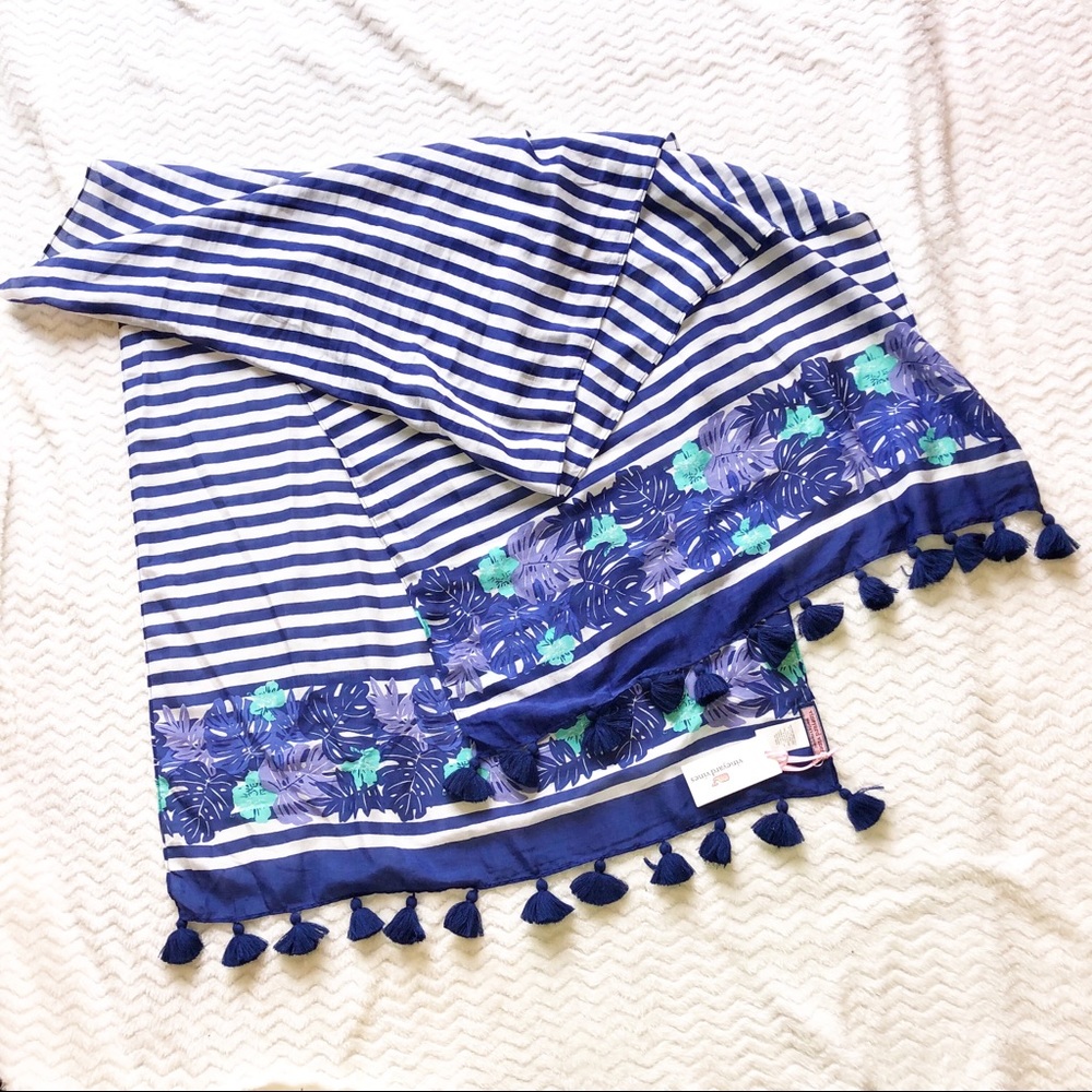 Vineyard Vines Striped Silk Scarf Shawl